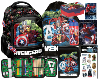 Avengers Paso viackomorový školský batoh čierny, Odtiene červenej, Odtiene modrej, Odtiene zelenej, Viacfarebné 18 l